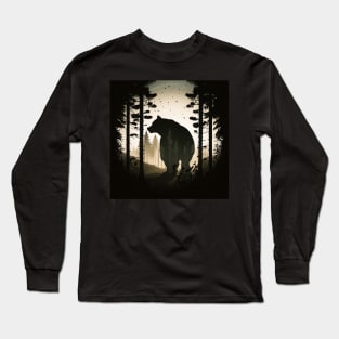 Forest with Bear Silhouette, Adventure Long Sleeve T-Shirt